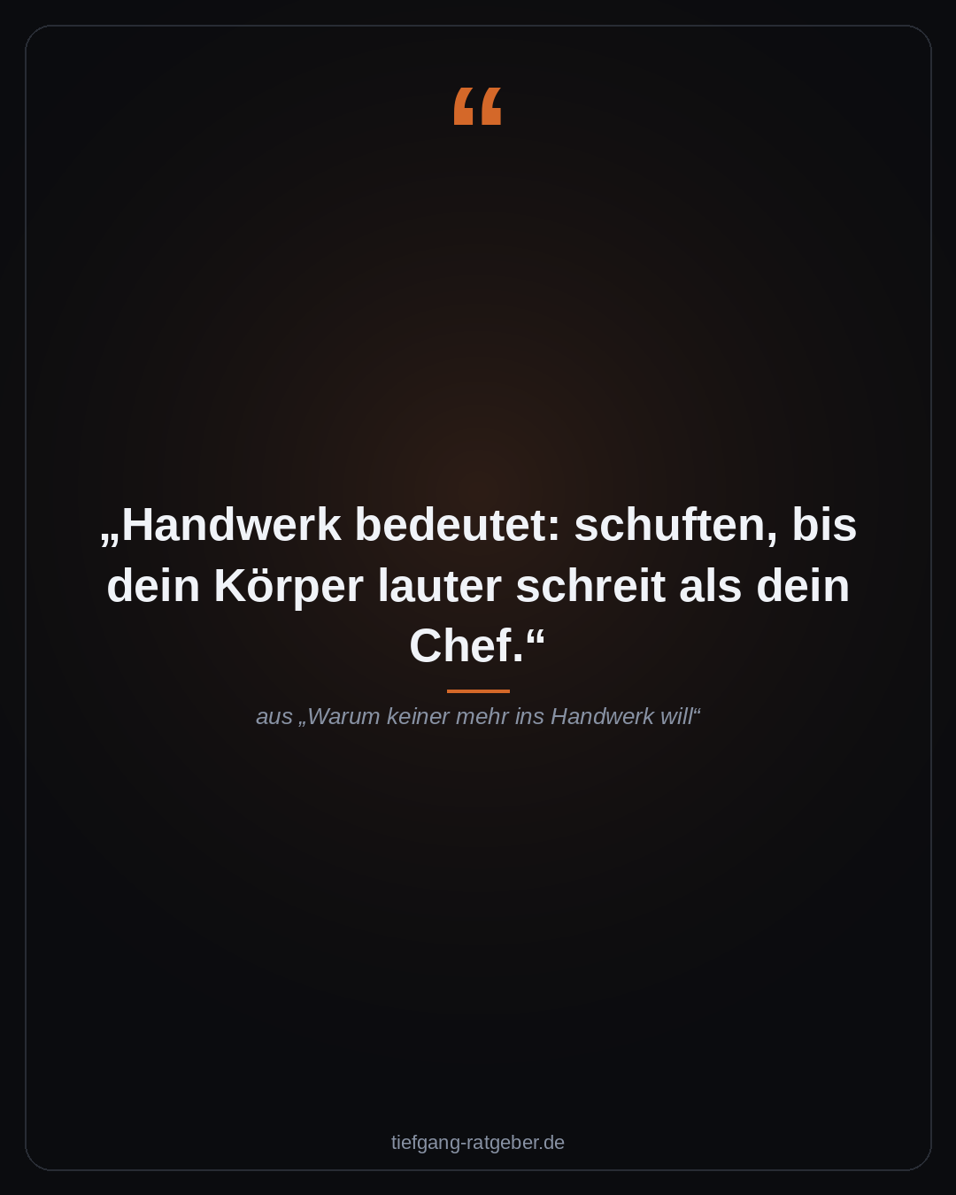 Warum keiner mehr ins Handwerk will