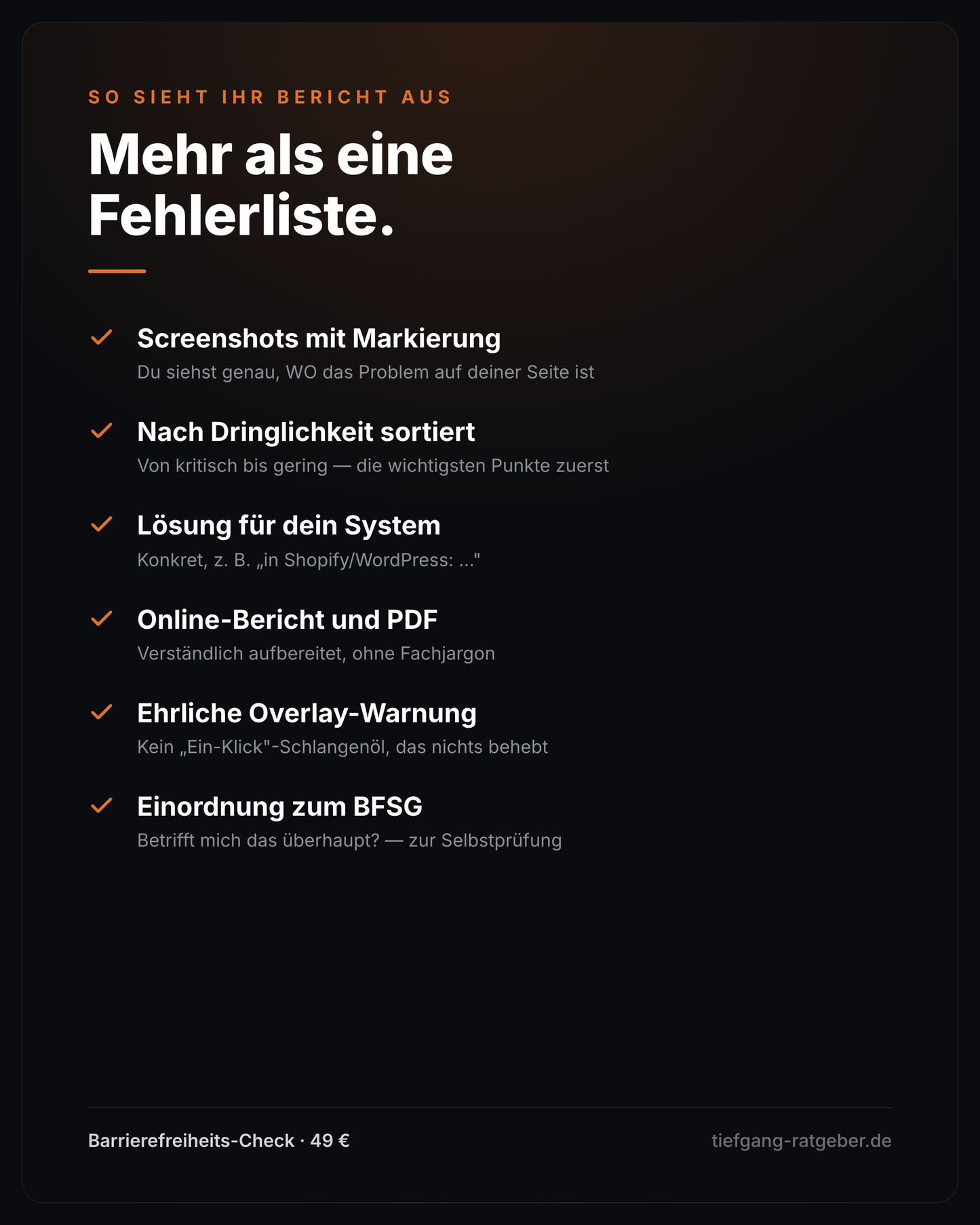 So sieht dein Bericht aus – Screenshots mit Markierung, nach Dringlichkeit sortiert, Lösung für dein System, PDF