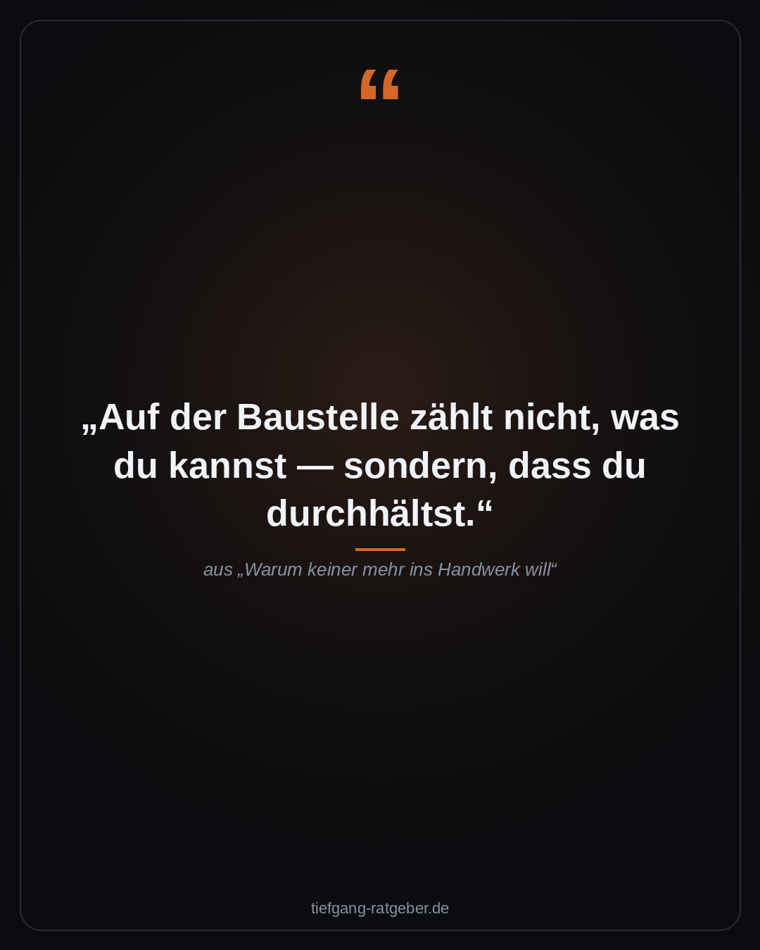Warum keiner mehr ins Handwerk will