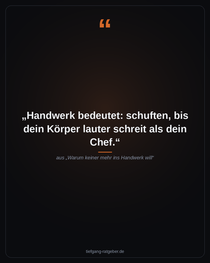 Warum keiner mehr ins Handwerk will