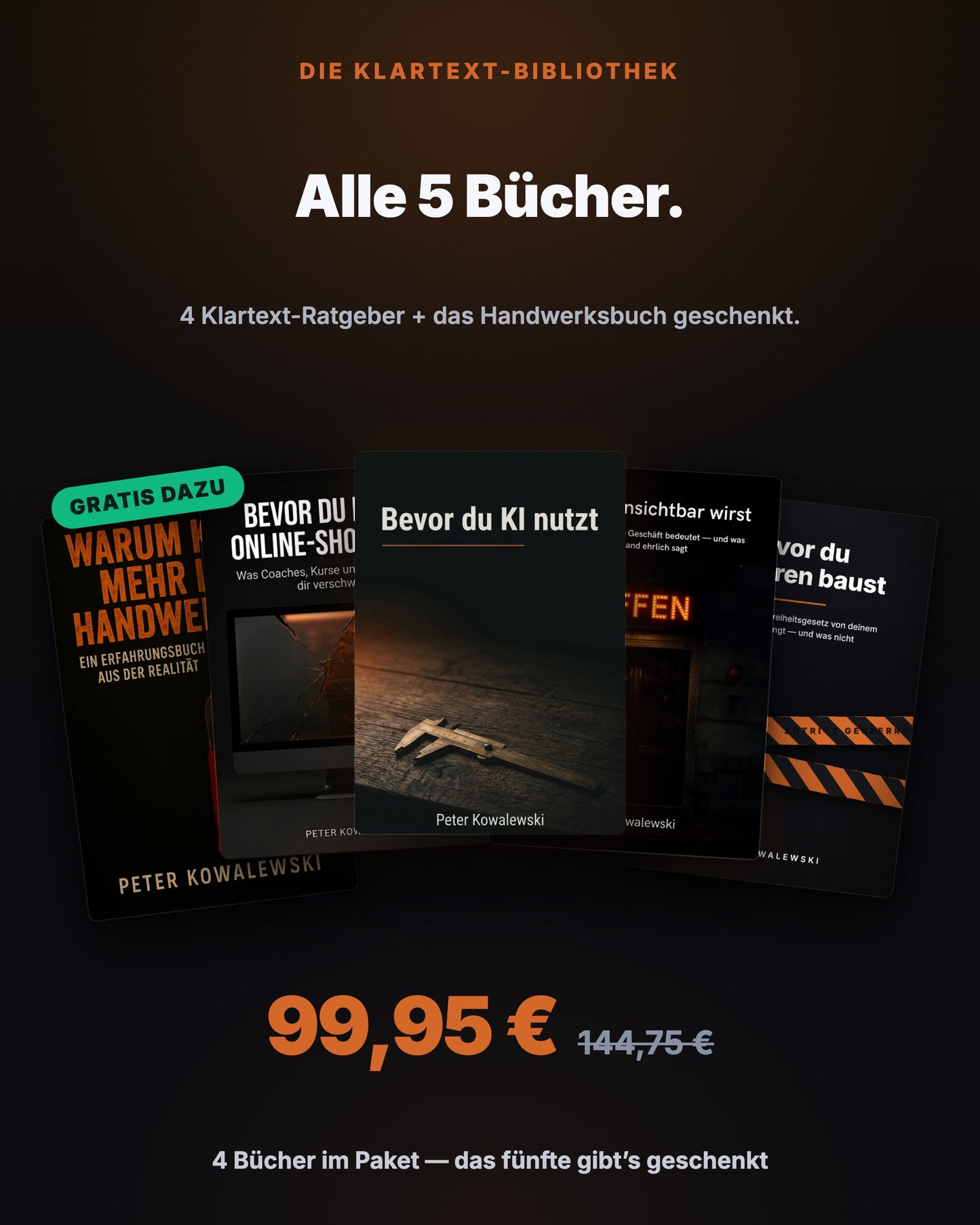 Die Klartext-Bibliothek — 4 Klartext-Ratgeber für 99,95 Euro, das Handwerksbuch gibt es geschenkt dazu